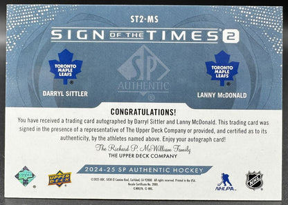2024-25 SP Authentic Sign of the Times 2 Sittler / McDonald Auto 23 /25