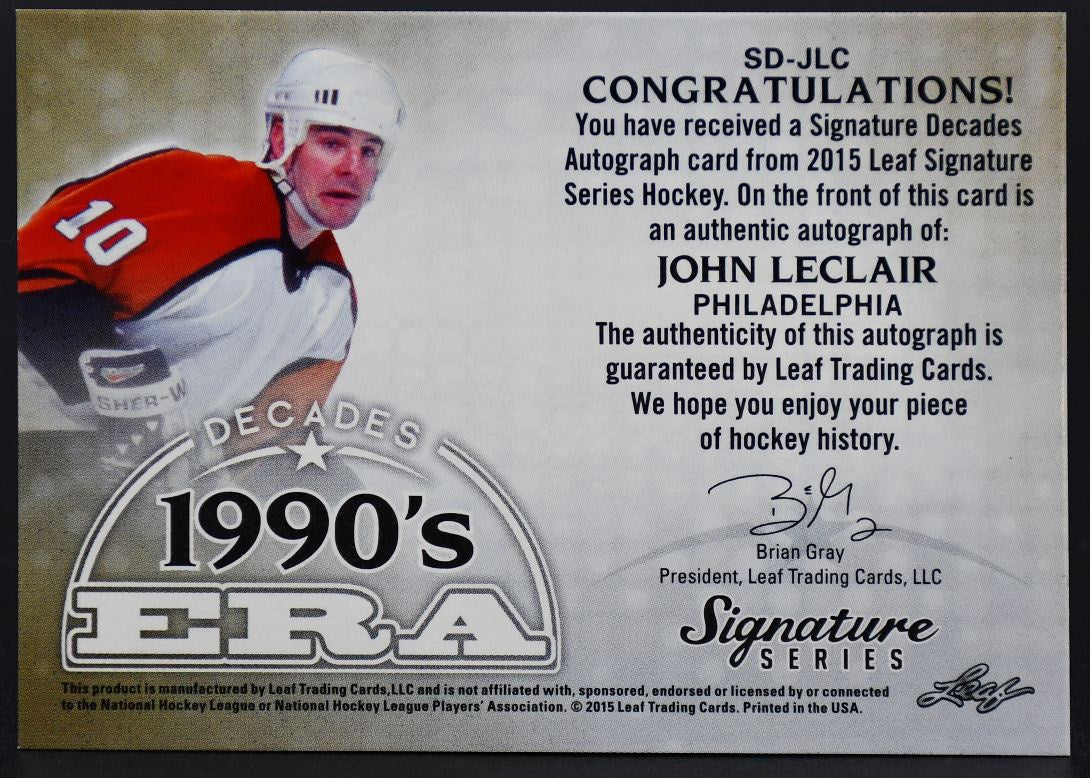 2015-16 Leaf Signature Series Decades - 1990's Era John LeClair SD-JLC Auto