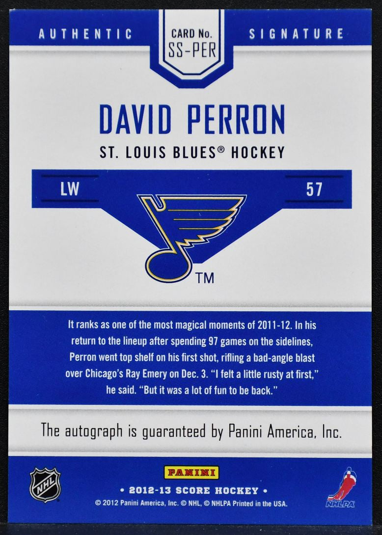 2012-13 Panini Score Signatures David Perron SS-PER St. Louis Blues Auto