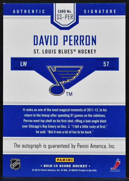 2012-13 Panini Score Signatures David Perron SS-PER St. Louis Blues Auto