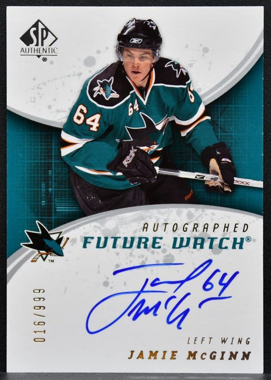 2008-09 SP Authentic Future Watch Auto Jamie McGinn Sharks RC Auto 016/999 7262