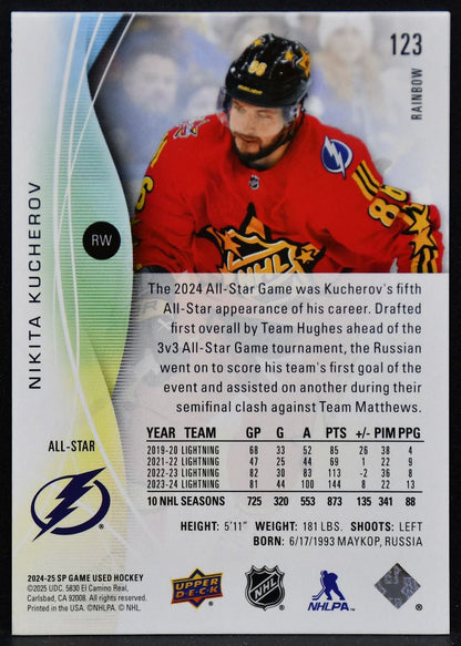 2024-25 SP Game Used All-Star Rainbow Foil Kucherov 123 Lightning 60/86 4371