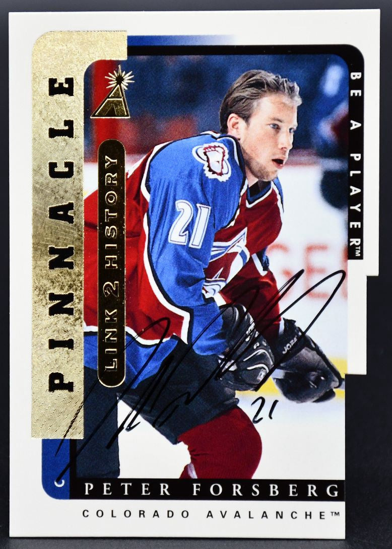 1996-97 Pinnacle Be A Player Link 2 Histoire Peter Forsberg LTH-2B Auto