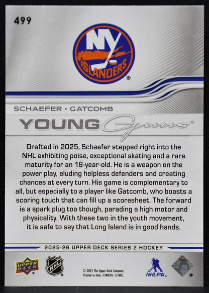 2025-26 UD Series 2 Young Guns Teammates Schaefer / Gatcomb Islanders RC 4180