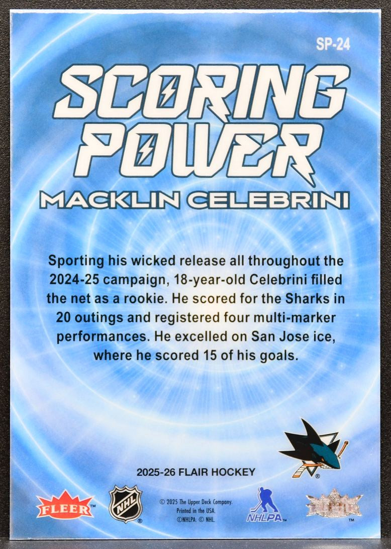2025-26 Flair Scoring Power Macklin Celebrini SP-24 San Jose Sharks 4650