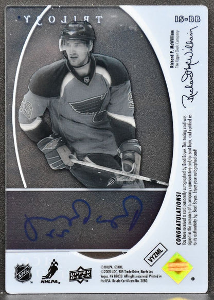 2008-09 Upper Deck Trilogy Ice Scripts Brad Boyes IS-BB Blues Auto 2612