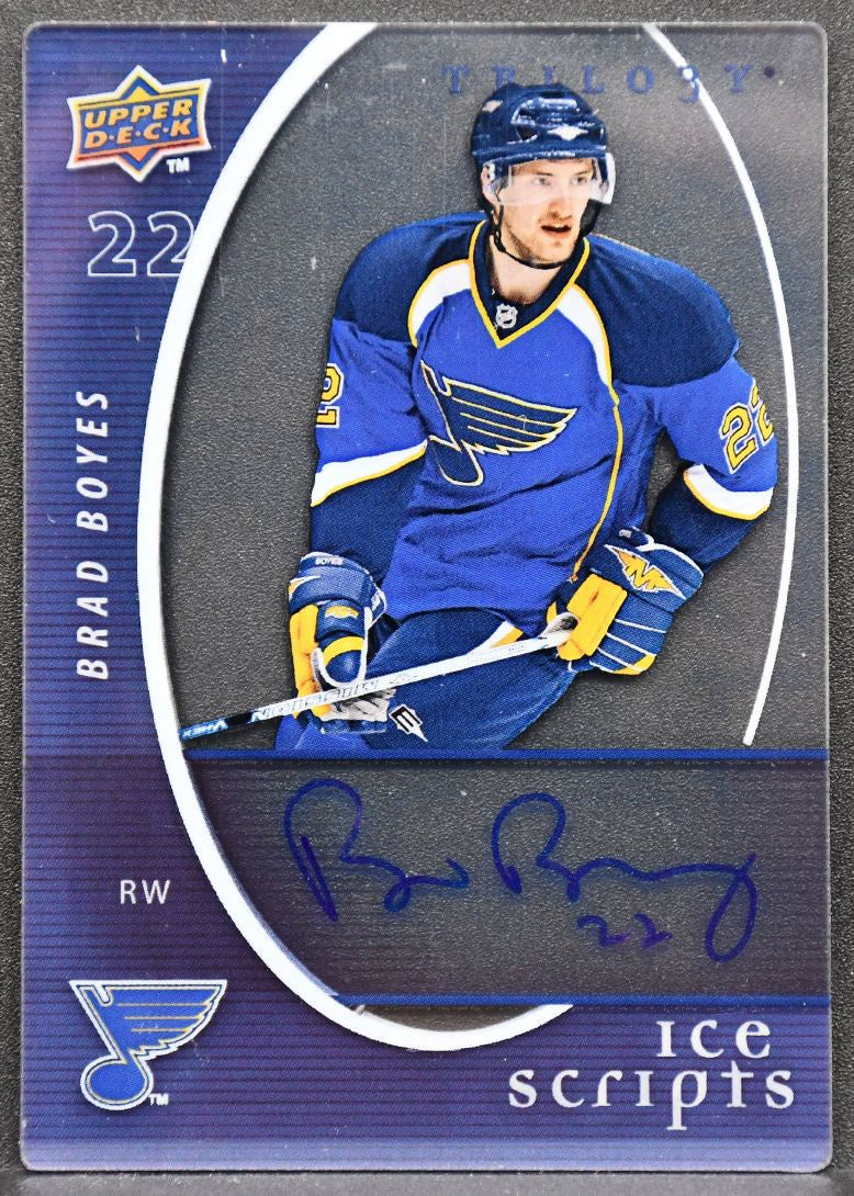2008-09 Upper Deck Trilogy Ice Scripts Brad Boyes IS-BB Blues Auto 2612