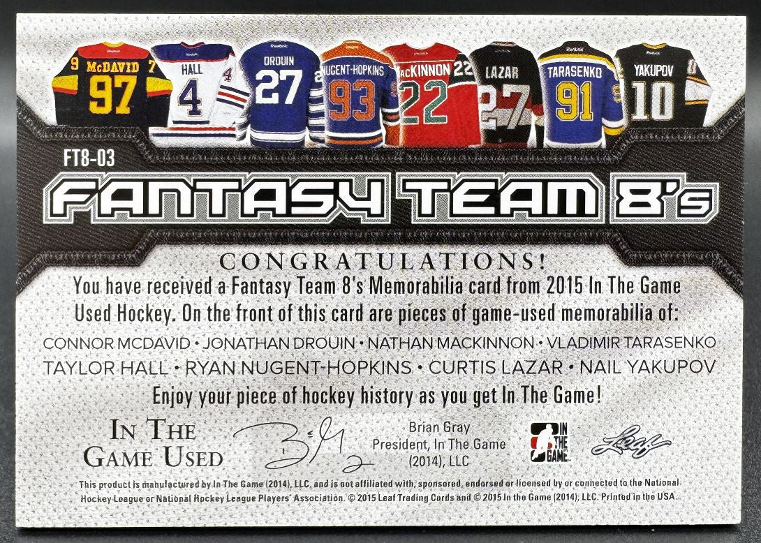 2015-16 Team 8's McDAvid / Drouin / Mackinnon / Tarasenko /45 Jersey