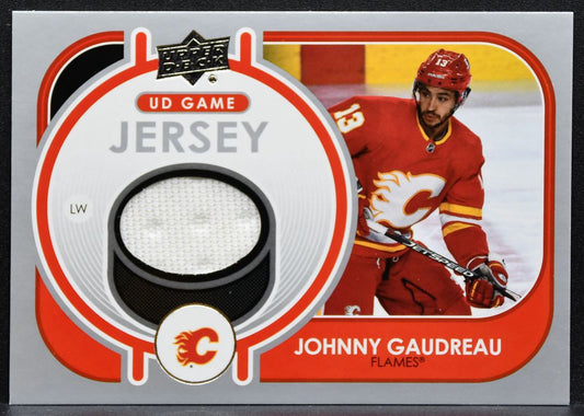 2021-22 Upper Deck Series 1 UD Game Jersey Johnny Gaudreau Flames Jersey 3325