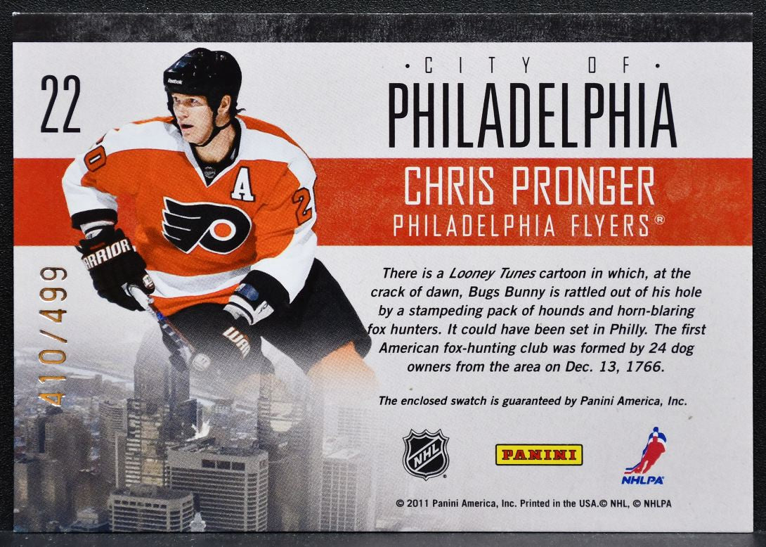 2010-11 Panini Pinnacle City Lights Materials Chris Pronger Flyers Jersey 5494