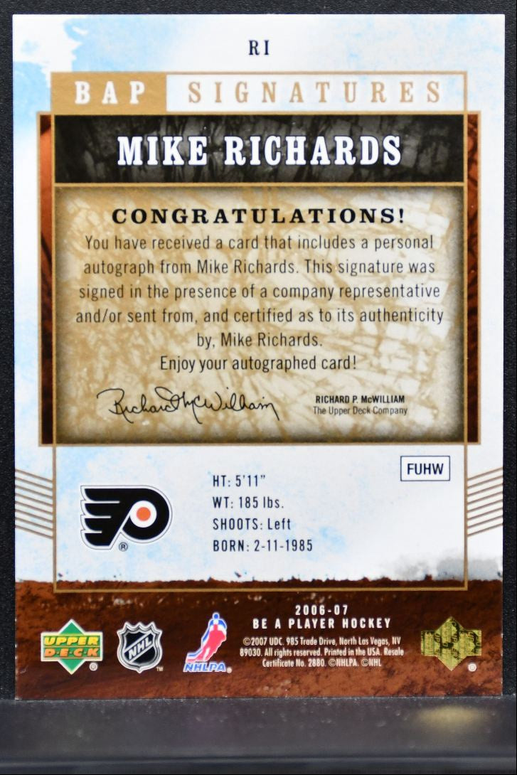 2006-07 Upper Deck Be A Player Signatures Mike Richards RI Flyers Auto 1267
