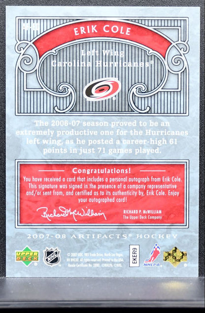 2007-08 Upper Deck Artifacts Auto-Facts Erik Cole Carolina Hurricanes Auto 0291