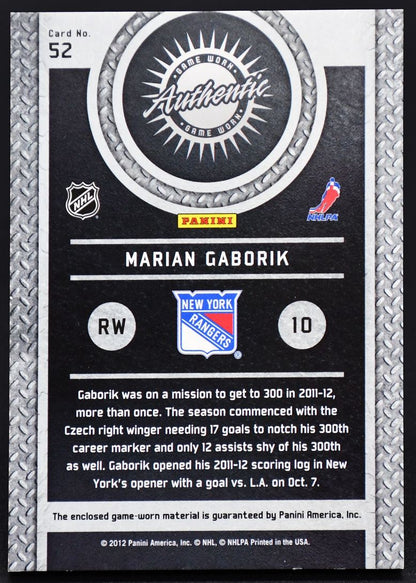 2011-12 Panini Titanium Game Worn Gear Prime Marian Gaborik 52 40/50 Patch