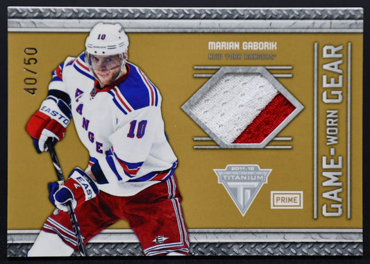 Carte Panini Titanium Game Worn Gear Prime 2011-12 Marian Gaborik 52 40/50 Patch