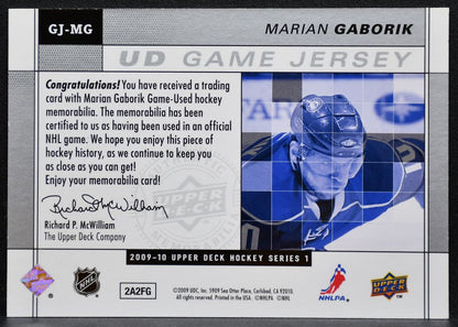 2009-10 Upper Deck Series 1 UD Game Jerseys Marian Gaborik Rangers Jersey 8513