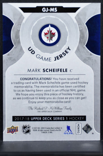 2017-18 Upper Deck Series 1 UD Game Jerseys Mark Scheifele Jets Jersey 1397