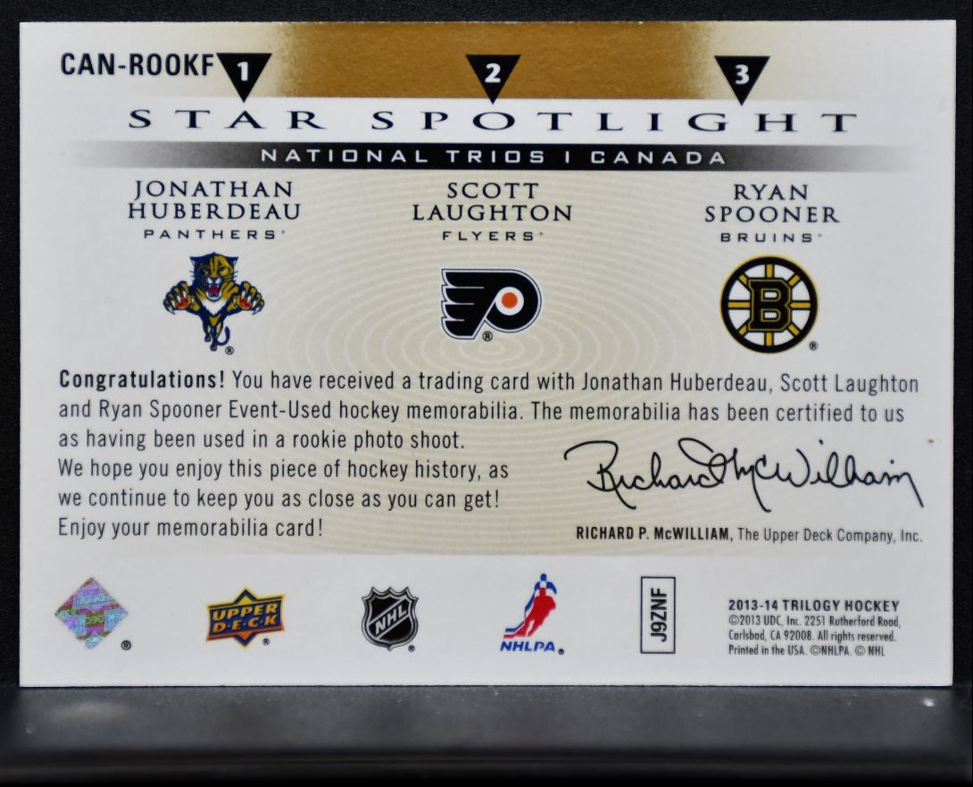 2013-14 Trilogy Spotlight Nat'l Trios Huberdeau/Laughton/Spooner Jersey 7160