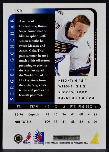 1996-97 Pinnacle Be a Player Autographs Sergei Gonchar 150 Capitals Auto 6009