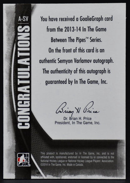 2013-14 In The Game Between the Pipes Goaliegraphs Semyon Varlamov A-SV Auto