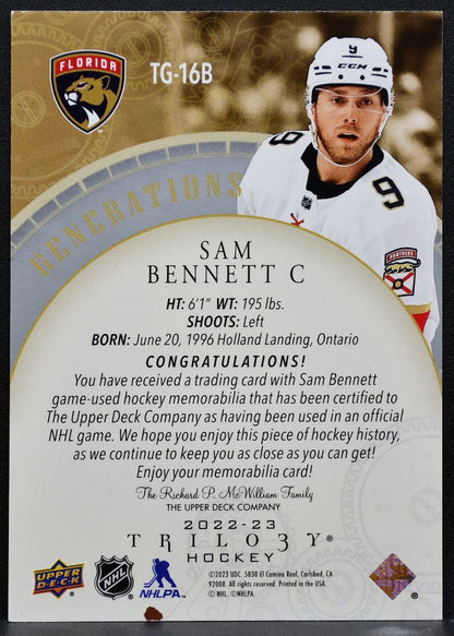 2022-23 UD Trilogy Generations Sam Bennett TG-16B Panthers 17/99 Jersey 2202