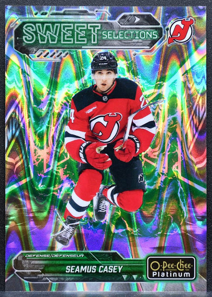 2024-25 O-Pee-Chee Platinum Sweet Selections Green Ray Seamus Casey Devils 9256