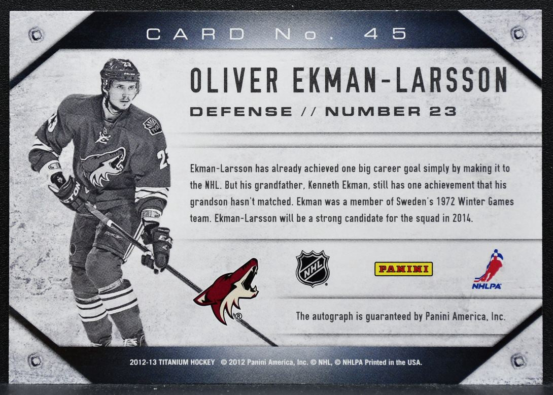 2012-13 Panini Titanium Metallic Marks Bronze Oliver Ekman-Larsson Auto 9211