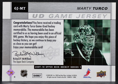 2009-10 Upper Deck Series 1 UD Game Jerseys Marty Turco GJ-MT Stars Jersey 8773