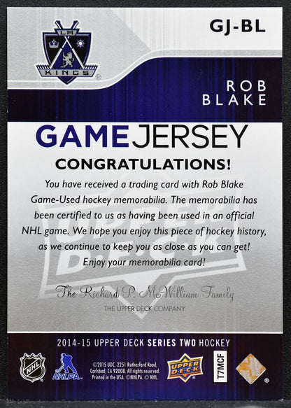 2014-15 Upper Deck Series 2 Game Jerseys Rob Blake GJ-BL Kings Jersey 4997