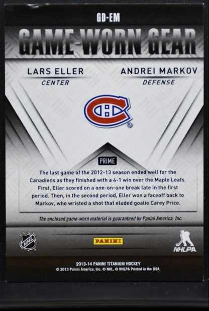 2013-14 Panini Titanium Game Worn Gear Dual Prime Eller/Markov 13/50 Patch 6811