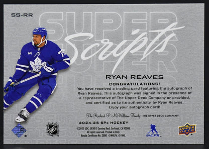 2024-25 SPx SuperScripts Ryan Reaves SS-RR Toronto Maple Leafs Auto