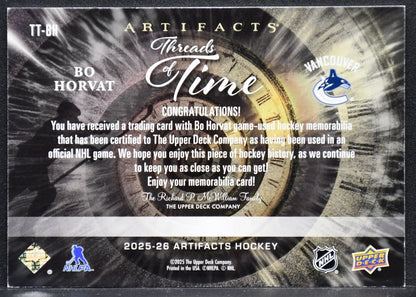 2025-26 UD Artifacts Bo Horvat TT-BH Vancouver Canucks Jersey