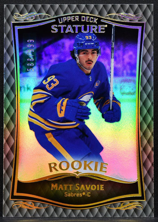 2023-24 Upper Deck Stature Rookie Auto Matt Savoie 50 Sabres RC 588/999 8563