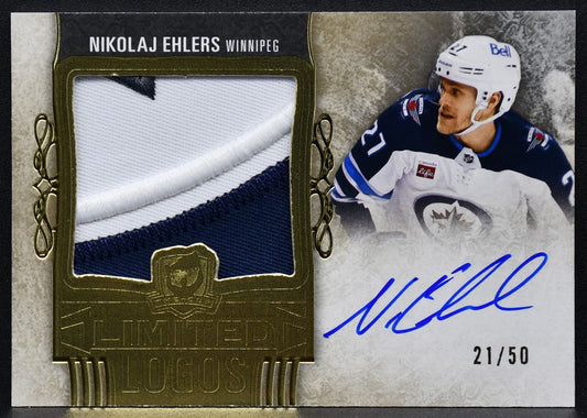 22-23 UD The Cup Limited Logos Nikolaj Ehlers LL-NE Jets Auto 21/50 Patch 9096