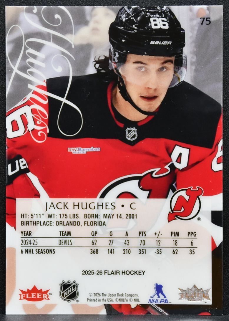 2025-26 Flair Jack Hughes 75 New Jersey Devils 4353