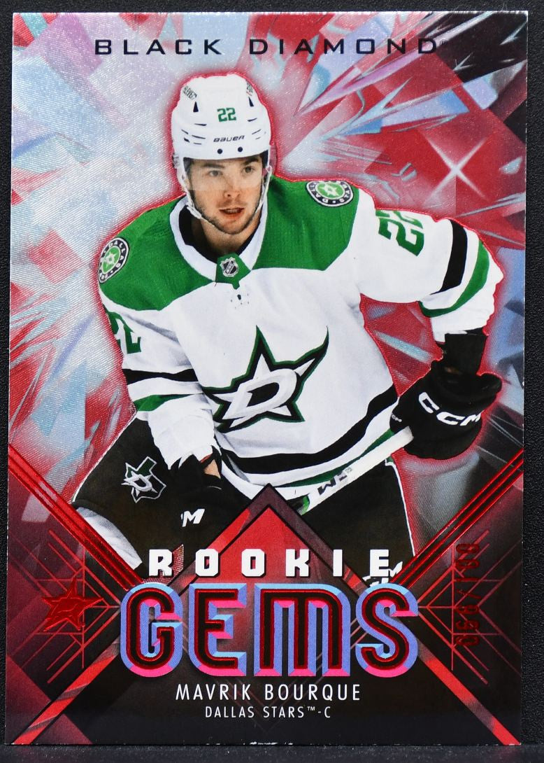 2024-25 UD Black Diamond RC Gems Red Mavrik Bourque RG-MB Dallas Stars RC /100 9004