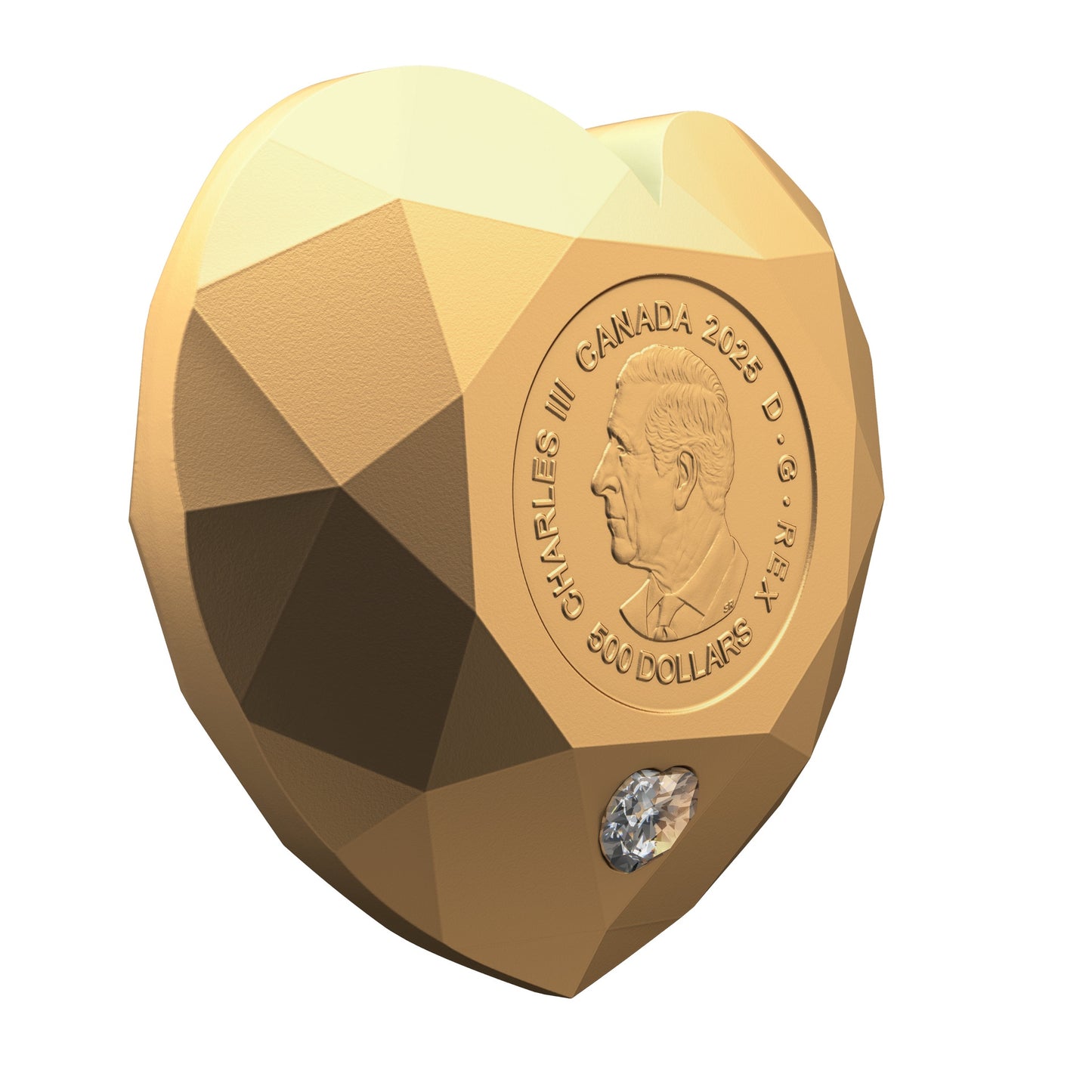 $500 Pure Gold Diamond-Shaped Coin – Heart Diamond (249003)