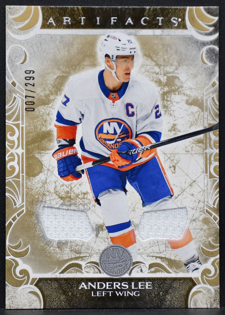 24-25 UD Artifacts Gold Materials Anders Lee 93 New York Islanders /299 Jersey 7277