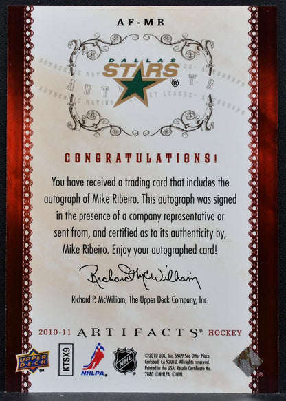2010-11 Upper Deck Artifacts Auto-Facts Mike Ribeiro AF-MR Stars Auto 9259