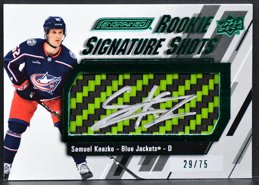 2023-24 UD Engrained Rookie Signature Shots Green Stick Samuel Knazko RSS-SK /75