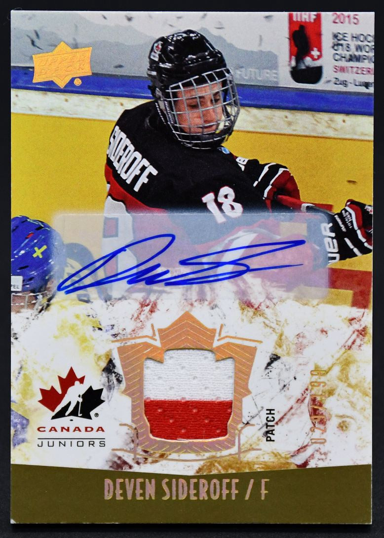 2015-16 UD Team Canada Juniors Auto Patch Deven Sideroff 130 Auto /199 Patch