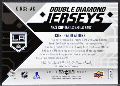 2014-15 UD Black Diamond Double Jerseys Anze Kopitar KINGS-AK Kings Jersey 4626