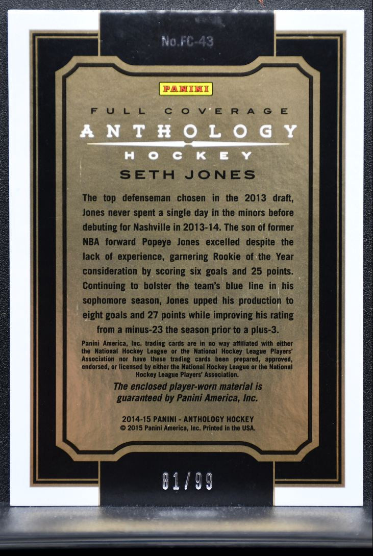 2014-15 Panini Anthology Full Coverage Seth Jones FC-43 /99 Jersey 8526