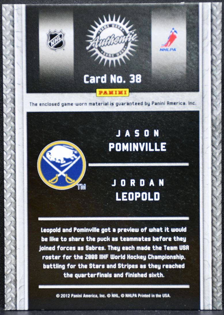 2011-12 Titanium GW Gear Dual Prime Pominville/Leopold 18295 Patch 9355