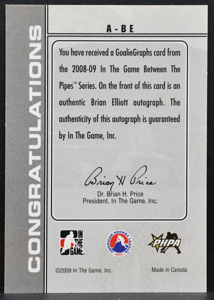 2009-10 In The Game Between The Pipes Future Stars Brian Elliott A-BE Auto 1742