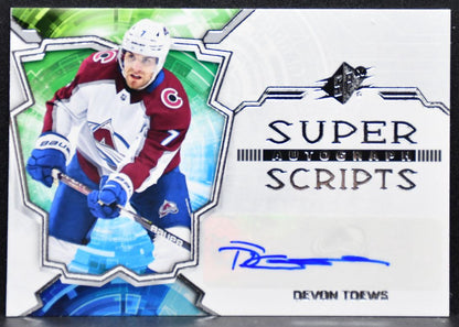 2022-23 SPx Super Scripts Devon Toews SS-DT Colorado Avalanche Auto 4958