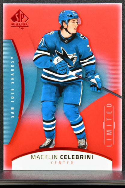 2025-26 SP Authentic Limited Red Macklin Celebrini 26 San Jose Sharks 8235