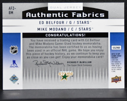 2013-14 SP Game Used Authentic Fabrics Dual Jersey Belfour/Modano Jersey 0994