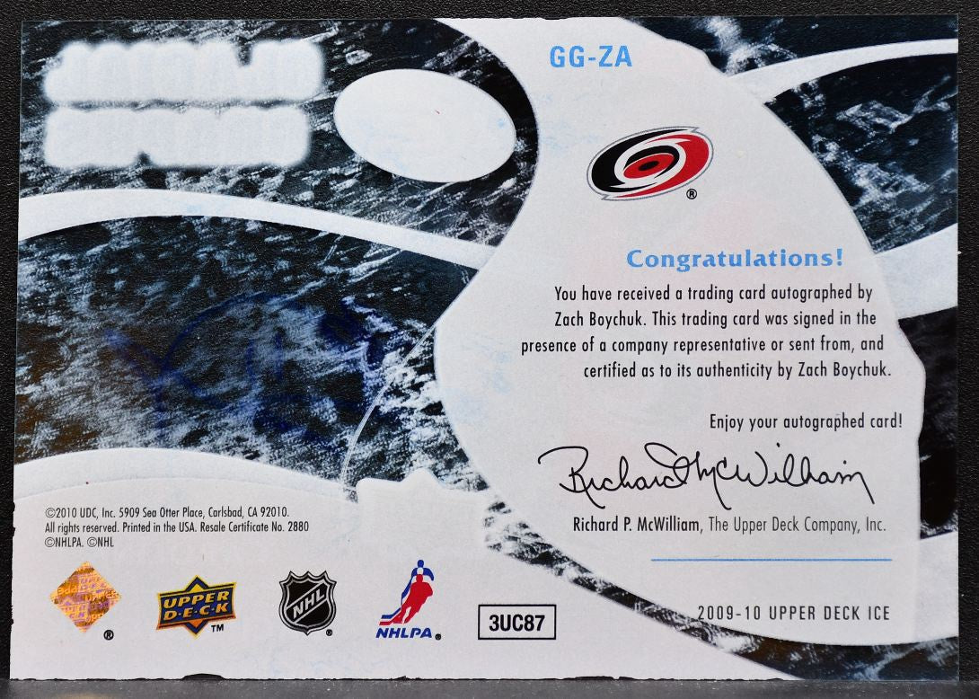 2009-10 Upper Deck Ice Glacial Graphs Zach Boychuk GG-ZA Hurricanes Auto 1054