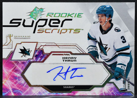 2023-24 SPx Rookie Superscripts Henry Thrun SSR-HT San Jose Sharks RC Auto 6903