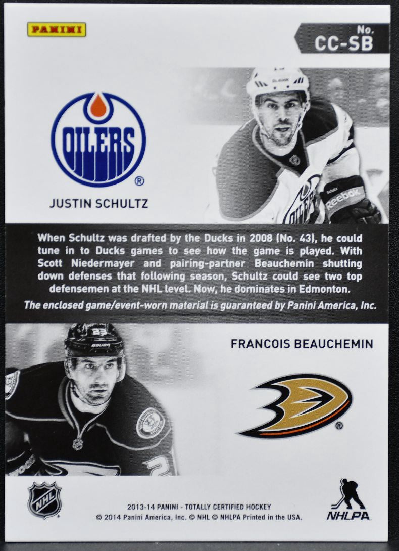 2013-14 Panini Totally Certified Competitorss Red Schultz/Beauchemin Jersey 9959
